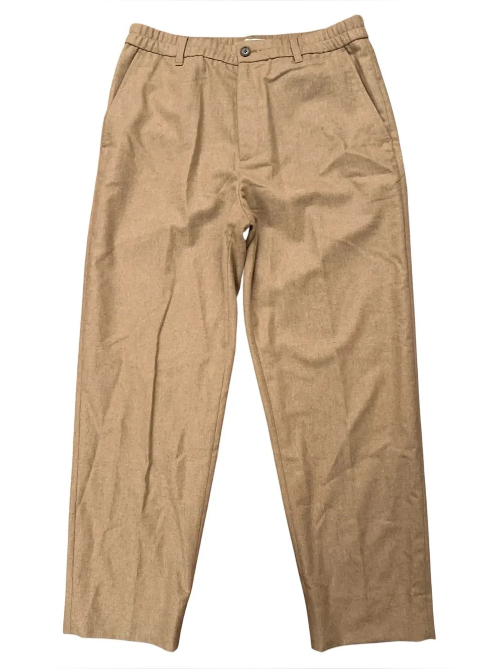 Banana Republic Wool Pants Mens 33 Elastic Waist Alfa-fi Fabric Flannel Brown